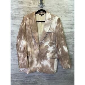 Beulah Style‎ Blazer Womens L Brown Tie Dye Pattern One Button